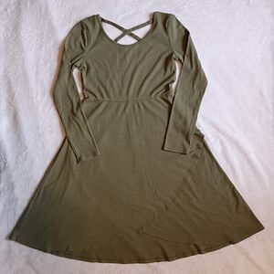 Art Class Olive Green Girls Cross-Back Dress Size 10-12